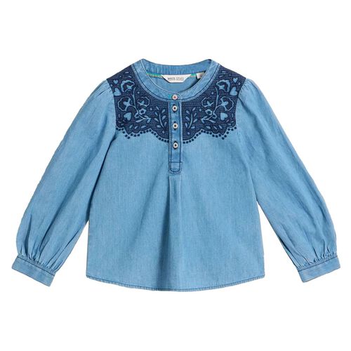 White Stuff LS Chambray Top